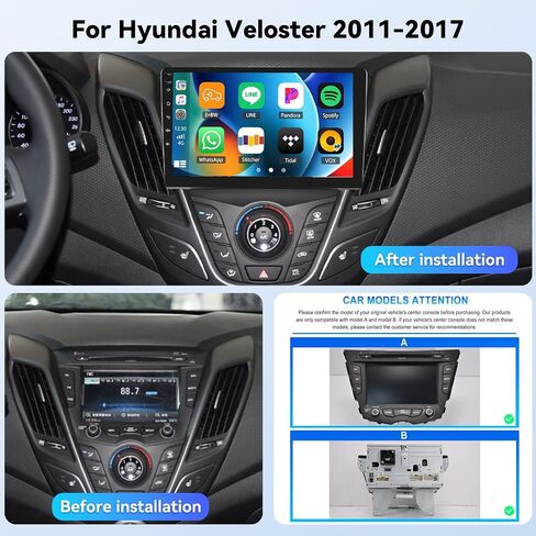 [2+64G] Android 13 Car Stereo for Hyundai Veloster 2011-2017 with Wireless Carplay&Android Auto,9 Inch Touch Screen Car Radio with Mirror Link Bluetooth FM/RDS WiFi GPS EQ SWC+ Backup Camera in Kuwait