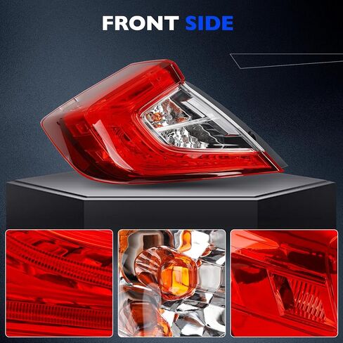 أضواء ذيل الفرامل لـ Honda Civic سيدان 2016 إلى 2021 - استبدال تجميع الخلفي الخلفي لـ 33550 -TBA -A01 و HO2804110 - مصباح الذيل للجانب الأيسر للسائق - مشمل المصابيح in Kuwait