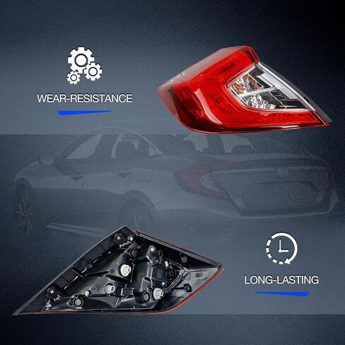 أضواء ذيل الفرامل لـ Honda Civic سيدان 2016 إلى 2021 - استبدال تجميع الخلفي الخلفي لـ 33550 -TBA -A01 و HO2804110 - مصباح الذيل للجانب الأيسر للسائق - مشمل المصابيح in Kuwait