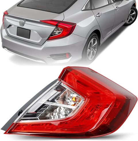 أضواء ذيل الفرامل لـ Honda Civic سيدان 2016 إلى 2021 - استبدال تجميع الخلفي الخلفي لـ 33550 -TBA -A01 و HO2804110 - مصباح الذيل للجانب الأيسر للسائق - مشمل المصابيح in Saudi Arabia