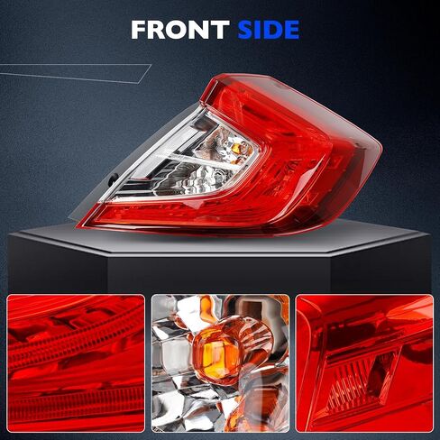 أضواء ذيل الفرامل لـ Honda Civic سيدان 2016 إلى 2021 - استبدال تجميع الخلفي الخلفي لـ 33550 -TBA -A01 و HO2804110 - مصباح الذيل للجانب الأيسر للسائق - مشمل المصابيح in Saudi Arabia