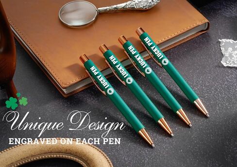 هدايا إينوبيتا الأيرلندية للنساء والرجال والمراهقين، مجموعة أقلام حبر جاف مكونة من 4 قطع، أشياء لاكي شامروك الأيرلندية للأصدقاء وزملاء العمل in Kuwait