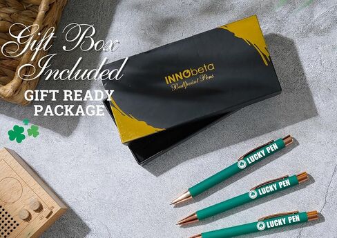 هدايا إينوبيتا الأيرلندية للنساء والرجال والمراهقين، مجموعة أقلام حبر جاف مكونة من 4 قطع، أشياء لاكي شامروك الأيرلندية للأصدقاء وزملاء العمل in Kuwait