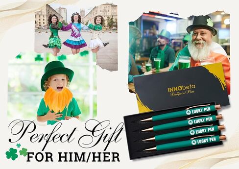 هدايا إينوبيتا الأيرلندية للنساء والرجال والمراهقين، مجموعة أقلام حبر جاف مكونة من 4 قطع، أشياء لاكي شامروك الأيرلندية للأصدقاء وزملاء العمل in Kuwait