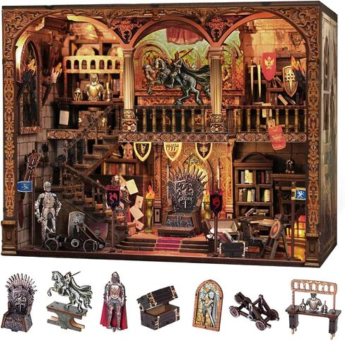 Book Nook Kit with Nightlight – Type-C and Battery Powered DIY Bookshelf Decor, Perfect for Home and Office Gift（Classical Library） in Saudi Arabia