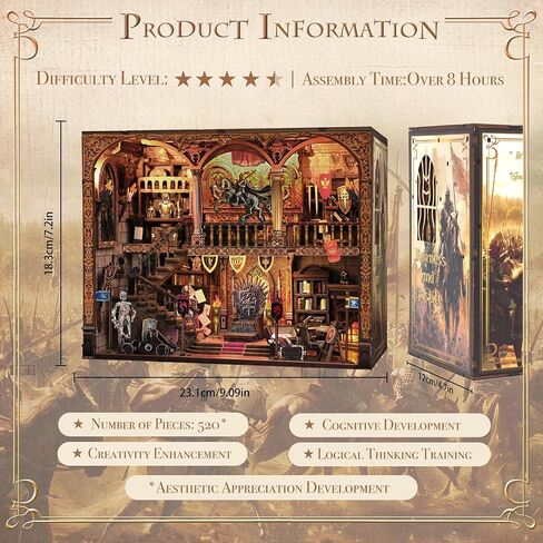 Book Nook Kit with Nightlight – Type-C and Battery Powered DIY Bookshelf Decor, Perfect for Home and Office Gift（Classical Library） in Saudi Arabia