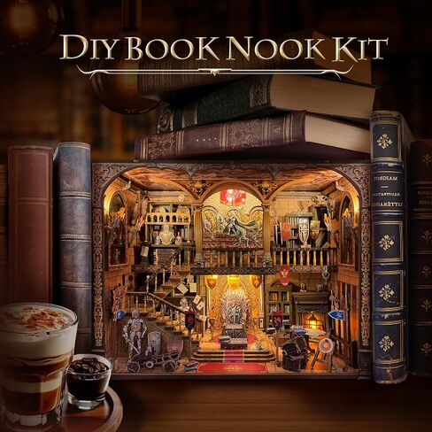 Book Nook Kit with Nightlight – Type-C and Battery Powered DIY Bookshelf Decor, Perfect for Home and Office Gift（Classical Library） in Saudi Arabia
