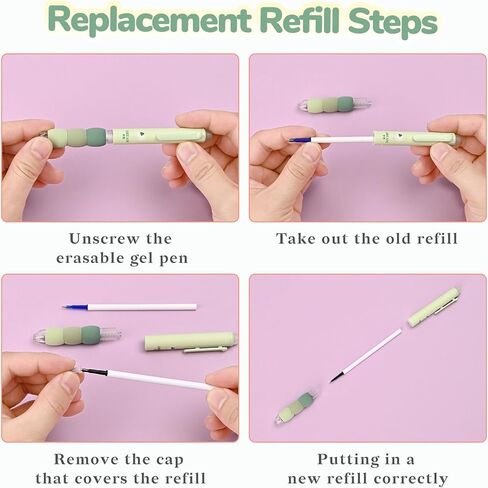 Temiary 18Pcs Aesthetic Retractable Erasable Gel Pens, Make Mistakes Disappear, 8 Pens & 10 Refills, Cartoon Smooth Writing Pen, 0.5 mm Black & Blue Ink Pen, Office School Supplies. (Purple Theme in Kuwait