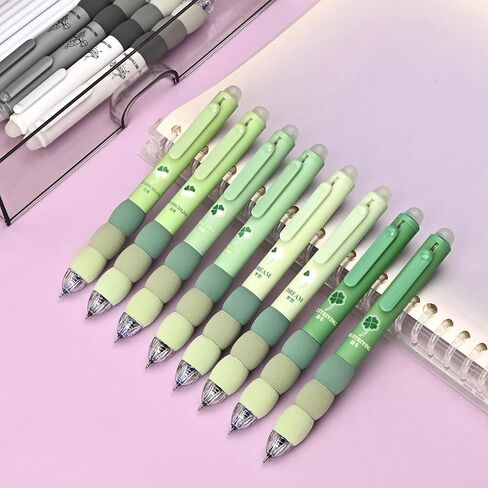 Temiary 18Pcs Aesthetic Retractable Erasable Gel Pens, Make Mistakes Disappear, 8 Pens & 10 Refills, Cartoon Smooth Writing Pen, 0.5 mm Black & Blue Ink Pen, Office School Supplies. (Purple Theme in Kuwait