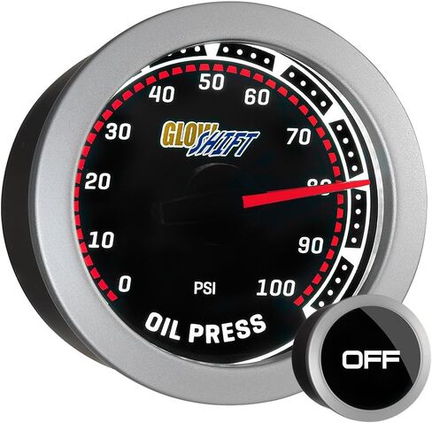 GlowShift Tinted Series 100 PSI Oil Pressure Gauge Kit - Includes Sensor - White LED Backlit - Smoked Lens - for Car & Truck - 2-1/16" 52mm in Saudi Arabia