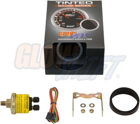 GlowShift Tinted Series 100 PSI Oil Pressure Gauge Kit - Includes Sensor - White LED Backlit - Smoked Lens - for Car & Truck - 2-1/16" 52mm in Saudi Arabia
