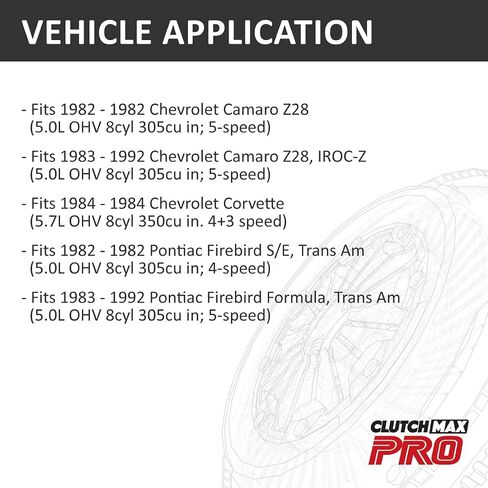 مجموعة قابض Clutchmaxpro Hight Duty OEM متوافقة مع 1982-1992 شيفروليه كامارو Z28 Corvette Pontiac Firebird Formula Trans AM 5.0L 5.7L V8 (CP04514HD-CK) in Saudi Arabia