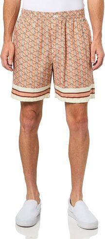 Lacoste Men's Relaxed Fit Monogram Shorts, Latte, Clay, & White, Large in Saudi Arabia