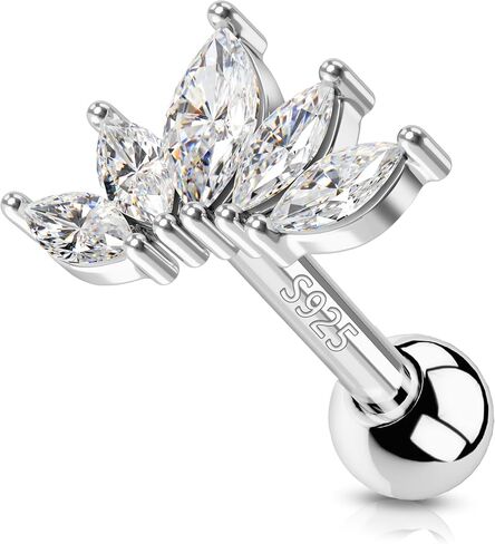 Cocharm 925 Sterling Silver Cartilage أقراط 18G Helix Conch Earrings Cartilage Stud Helix Helix Jewelry for Women in Saudi Arabia