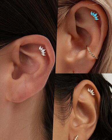 Cocharm 925 Sterling Silver Cartilage أقراط 18G Helix Conch Earrings Cartilage Stud Helix Helix Jewelry for Women in Saudi Arabia