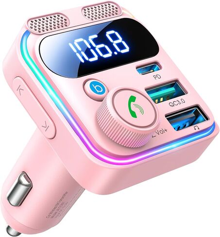 Joyroom Bluetooth 5.3 FM محول سيارة الإرسال [MICS Dual أقوى وصوت باس Deep Deep] in Kuwait