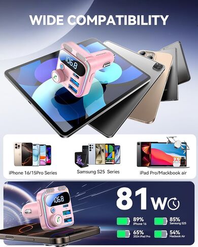 Joyroom Bluetooth 5.3 FM محول سيارة الإرسال [MICS Dual أقوى وصوت باس Deep Deep] in Kuwait