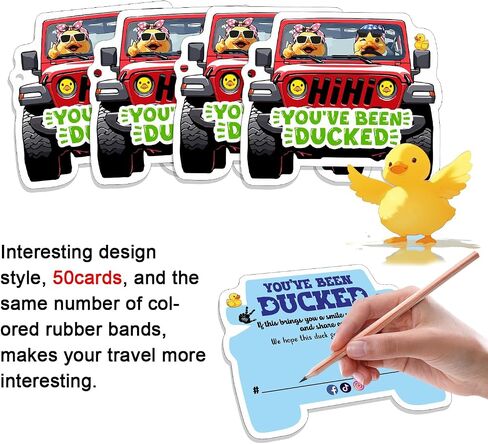 Duck Tags, You Have Been Ducked Card, DCUK Duck Tags, 50 Set Duck Ducking Game Card, Duck Tags with Hole and Rubber Bands, SUV Car Design (Duck Tags-Pink and Green) in Saudi Arabia