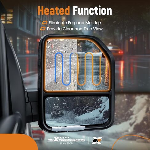 maXpeedingrods Power Heated Upper View Mirror Glass Replacement Passenger Side for Ford F-150 2015-2021 F-250 F-350 F-450 F-550 Super Duty 2017-2022 FL3Z17K707G FL3Z17K707D in Saudi Arabia