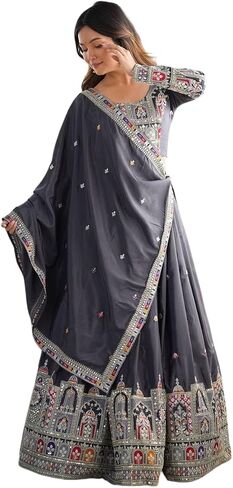 undie store تسلسل الحرير الكريب للسيدات و Zari العمل Rajsthani Lehenga Choli مع DuPatta in Saudi Arabia