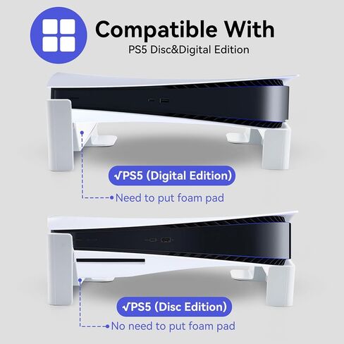 yibeico Stand for PS5 Slim ، Fenizontal Stand Console متوافقة مع Sony PlayStation 5 Slim Disc Edition ، شقة حامل القوس (المثلث*4pcs) in Kuwait