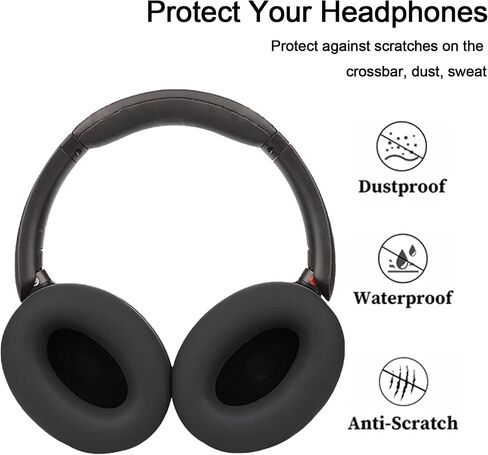Adhiper WH-XB910N Replacement Earpads Cushions Silicone Headband Pad for Sony WH-XB910N Headphone,Protein Leather Headphone Pads,Silicone Headband Protector(Black) in Kuwait