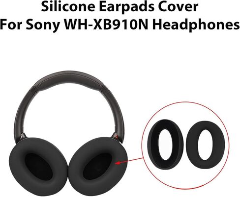 Adhiper WH-XB910N Replacement Earpads Cushions Silicone Headband Pad for Sony WH-XB910N Headphone,Protein Leather Headphone Pads,Silicone Headband Protector(Black) in Kuwait