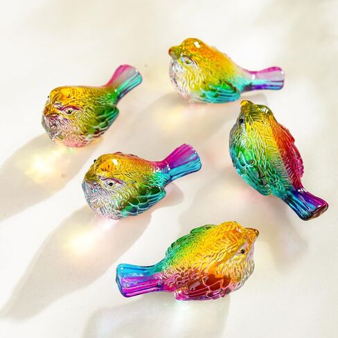 QFkris Small Bird Statues Home Decor Accents 2 Pack Blown Glass Birds Decor for Tabletop, Office Desk, Living Room, Coffee Table, Shelf, Bookshelf (2 PCAK) in Saudi Arabia