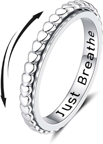 Lotus Anxiety Fidget Rings for Women: 925 Sterling Silver Spinner Rings Stress Relief Spin Band Rings for Anxiety Jewelry Birthday Gifts in Saudi Arabia