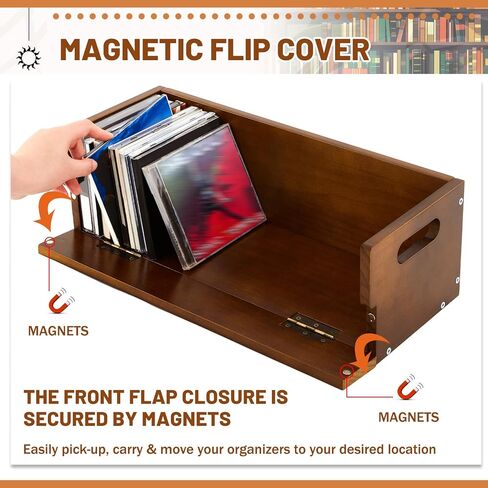 4 Pcs Wooden Cd Storage Box Cd Holder Cd Storage Racks Cassette Tape Display Stand with Carrying Handles, organizer Shelf for Movie Cases, Dvds, Cd Organizer Can Store up to 36 Cds (Brown) in Kuwait