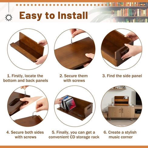 4 Pcs Wooden Cd Storage Box Cd Holder Cd Storage Racks Cassette Tape Display Stand with Carrying Handles, organizer Shelf for Movie Cases, Dvds, Cd Organizer Can Store up to 36 Cds (Brown) in Kuwait