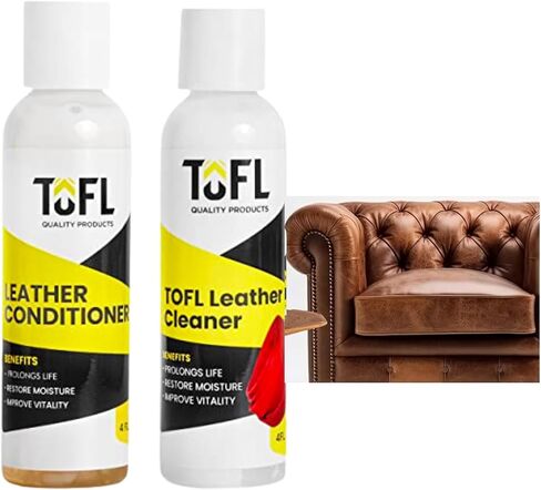 Tofl Leather Cleaner and Compleder Bundle (4 أوقية) للأثاث والسيارات والتفاصيل الداخلية للسيارات والملابس والملحقات الجلدية والحقائب والمحافظ والأحذية والسترة in Saudi Arabia