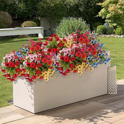 الزهور الاصطناعية للهواء الطلق ، 20 حزم الأشعة فوق البنفسجية مقاومة الزهور المزيفة النباتات ديزي للديكور الخارجي الزهور فو فو ، ساحة حديقة الشرفة الأمامية ، 8 ألوان in Kuwait