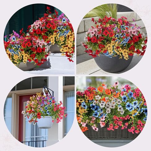 الزهور الاصطناعية للهواء الطلق ، 20 حزم الأشعة فوق البنفسجية مقاومة الزهور المزيفة النباتات ديزي للديكور الخارجي الزهور فو فو ، ساحة حديقة الشرفة الأمامية ، 8 ألوان in Kuwait