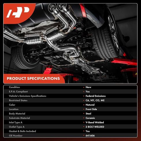 A-Premium Front Pront Convalter Kit Direct-Fit Directible مع Ford Explorer 2012-2015 ، Edge 2012-2014 ، Taurus 2013-2017 ، SPERIST Service Police Sedan 2014-2018 & Lincoln MKT ، 2.0L ، EPA متمثل in Saudi Arabia