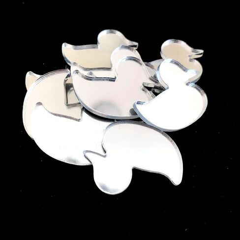 Rubber Duck Shaped Crafting Mirrors, Set of 10, Many Colours, Shatterproof Acrylic, Silver Mirror, Pack of 10 x 9cm in Saudi Arabia
