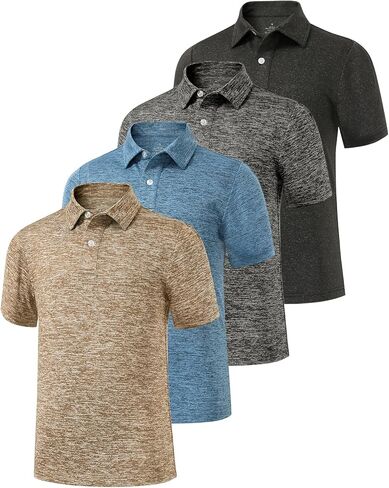 Ullnoy Boys Short Sleeve Polo Shirt Moisture Wicking Golf Shirt Kids School Camp Uniform Shirts Boys 4 Pack in Kuwait