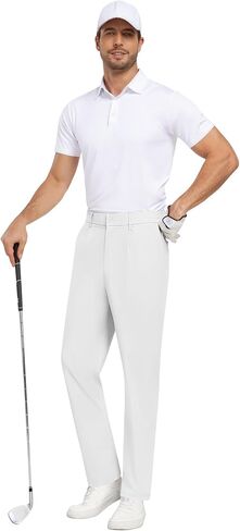 Mens Golf Pants Stretch Dress Pants Comfy Trousers Drawstring Lightweight Quick Dry Work Slacks with 5 Pockets in Saudi Arabia