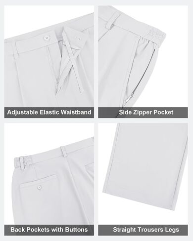 Mens Golf Pants Stretch Dress Pants Comfy Trousers Drawstring Lightweight Quick Dry Work Slacks with 5 Pockets in Saudi Arabia