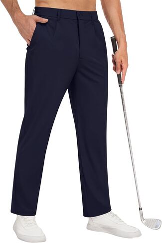 Mens Golf Pants Stretch Dress Pants Comfy Trousers Drawstring Lightweight Quick Dry Work Slacks with 5 Pockets in Saudi Arabia