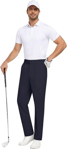 Mens Golf Pants Stretch Dress Pants Comfy Trousers Drawstring Lightweight Quick Dry Work Slacks with 5 Pockets in Saudi Arabia