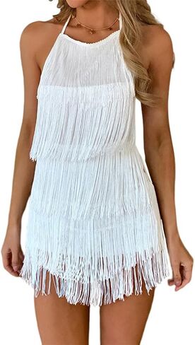 Fringe Bodycon Bodysuit Sleeveless Women Tunic Short Jumpsuits Slim Fit Overalls Playsuit Crew Neck Clubwear Suit in Kuwait