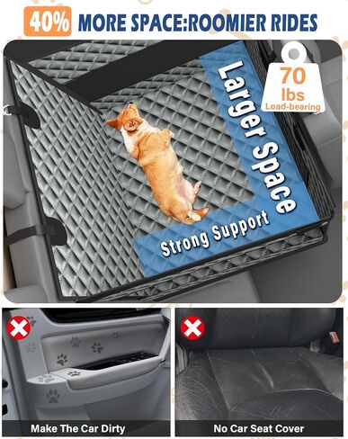 Toffos Dog Car Seat for Large Dogs, Extra Stable Seat Extender for Dogs with Hard Bottom, Waterproof and Foldable Design Pet Car Seat with Breathable Mesh Window in Saudi Arabia