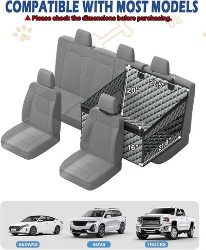 Toffos Dog Car Seat for Large Dogs, Extra Stable Seat Extender for Dogs with Hard Bottom, Waterproof and Foldable Design Pet Car Seat with Breathable Mesh Window in Saudi Arabia