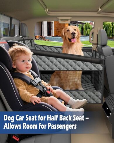 Toffos Dog Car Seat for Large Dogs, Extra Stable Seat Extender for Dogs with Hard Bottom, Waterproof and Foldable Design Pet Car Seat with Breathable Mesh Window in Saudi Arabia