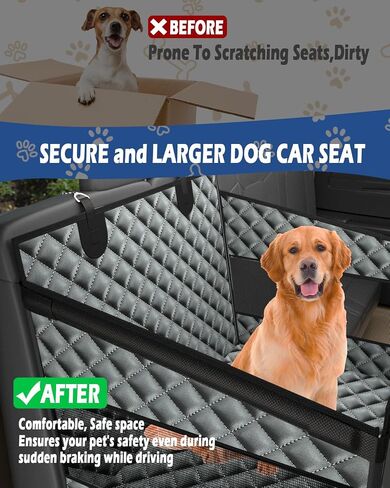 Toffos Dog Car Seat for Large Dogs, Extra Stable Seat Extender for Dogs with Hard Bottom, Waterproof and Foldable Design Pet Car Seat with Breathable Mesh Window in Saudi Arabia