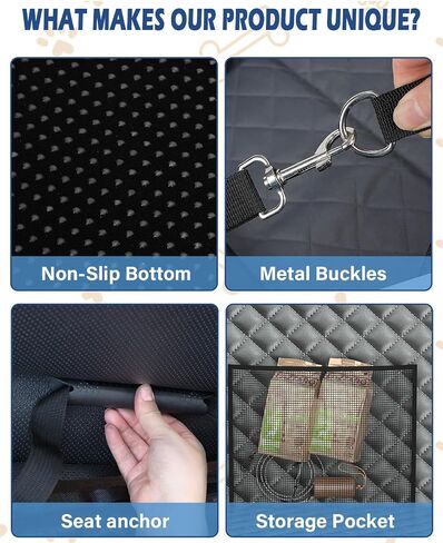Toffos Dog Car Seat for Large Dogs, Extra Stable Seat Extender for Dogs with Hard Bottom, Waterproof and Foldable Design Pet Car Seat with Breathable Mesh Window in Saudi Arabia