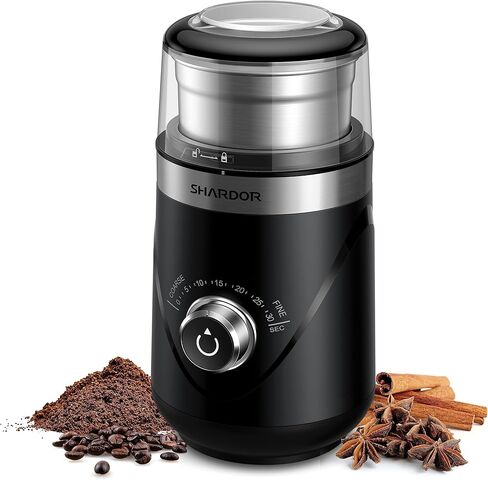 Shardor ترقية Coffee Grinder Electric ، Herb/Spice ، Espresso مع وعاء من الفولاذ المقاوم للصدأ القابل للإزالة ، الإصدار الأسود ، الإصدار 3.0 in Kuwait
