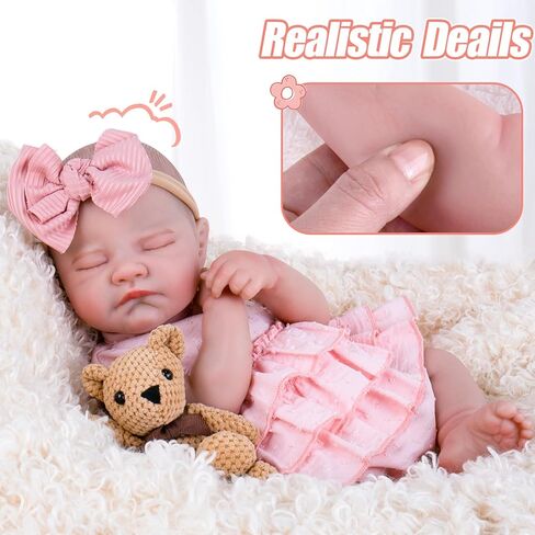 Aori Lifelike Reborn Doll - Realistic 20 Inch Sleeping Newborn Baby Girl with Poseable Limbs and Feeding Kit in Kuwait