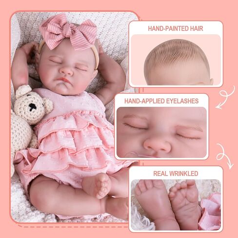 Aori Lifelike Reborn Doll - Realistic 20 Inch Sleeping Newborn Baby Girl with Poseable Limbs and Feeding Kit in Kuwait